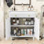 Meuble-lavabo en bois avec lavabo en céramique, tablette ajustable et tiroir basculant-1463203418