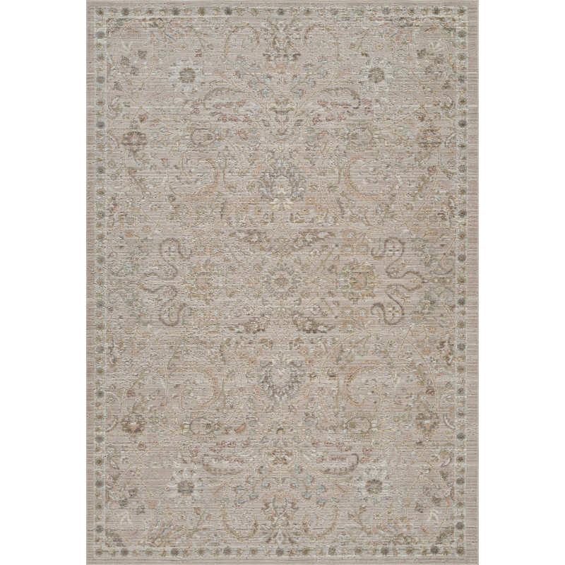 Washable Living Room Traditional Area Rug – Soft Polypropylene Weaving, Low Pile, Non Slip Cotton Backing for Elegant Indoor Spaces, Beige