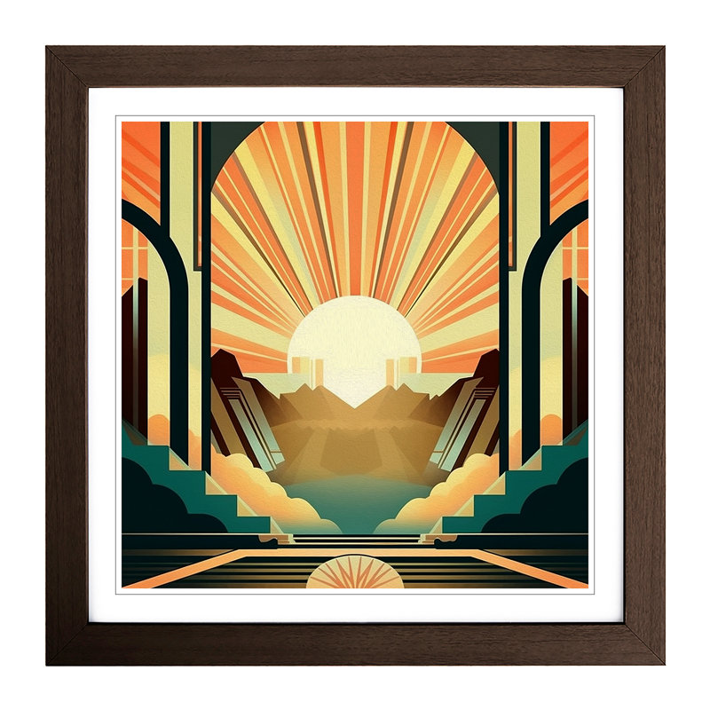 Sunrise Art Deco No.10 - Framed Print, Black