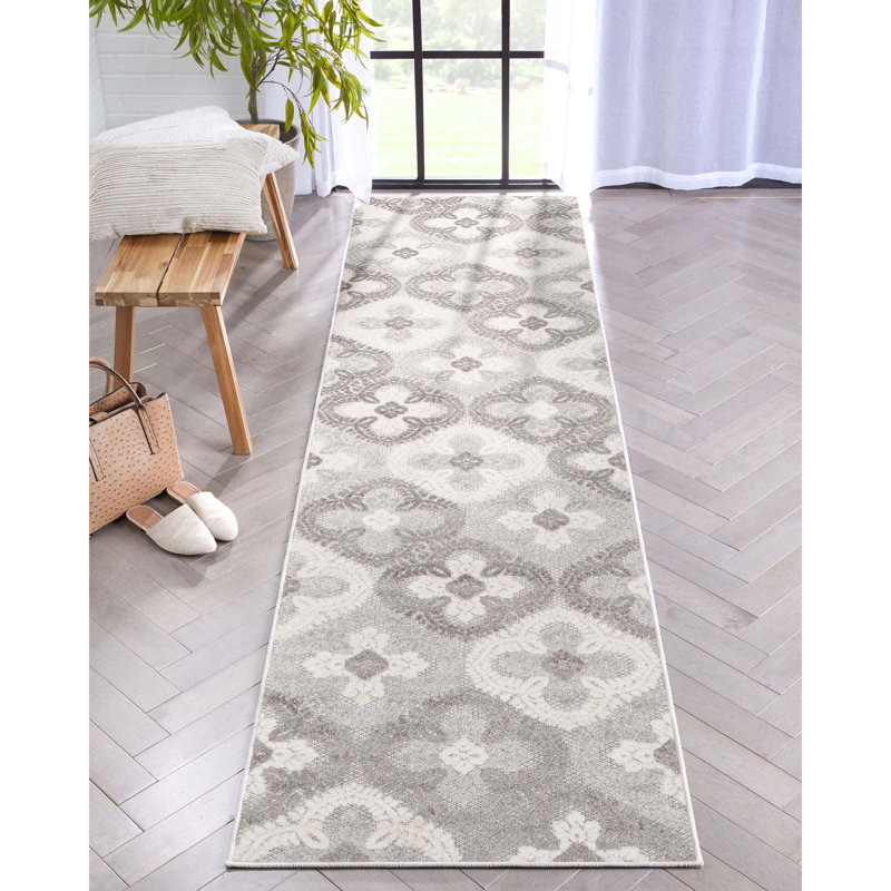 Tapis intérieur / extérieur gris Dickenson Loewy, Tapis de couloir 2 pi 7 po x 9 pi 10 po