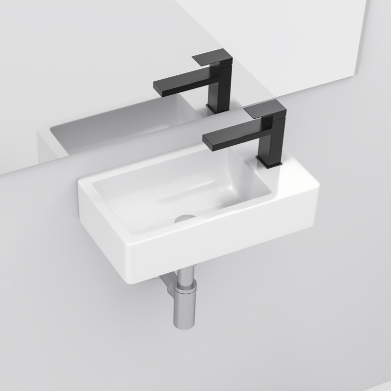 18'' White Ceramic Rectangular Wall-Mount Bathroom Sink