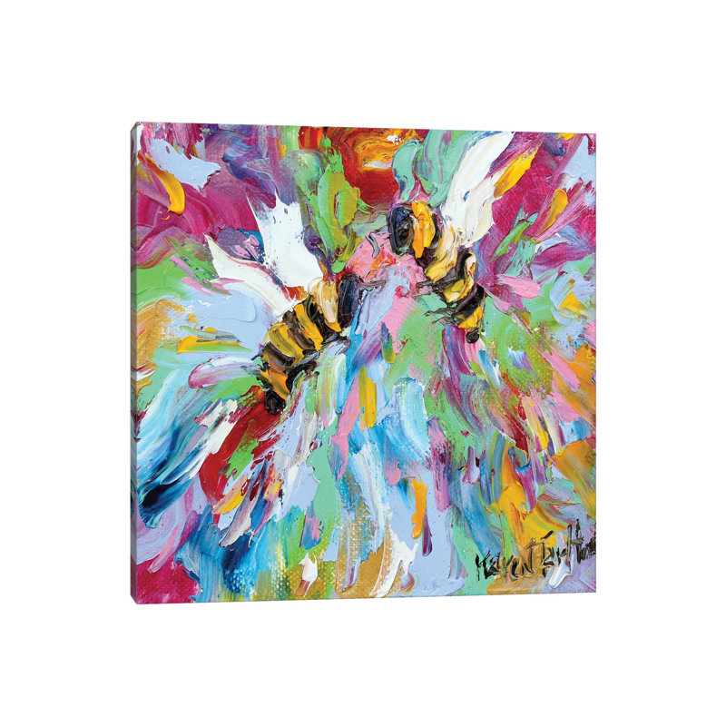 Bee Happy by Karen Tarlton - Wrapped Canvas Painting, 30.48 cm H x 30.48 cm W