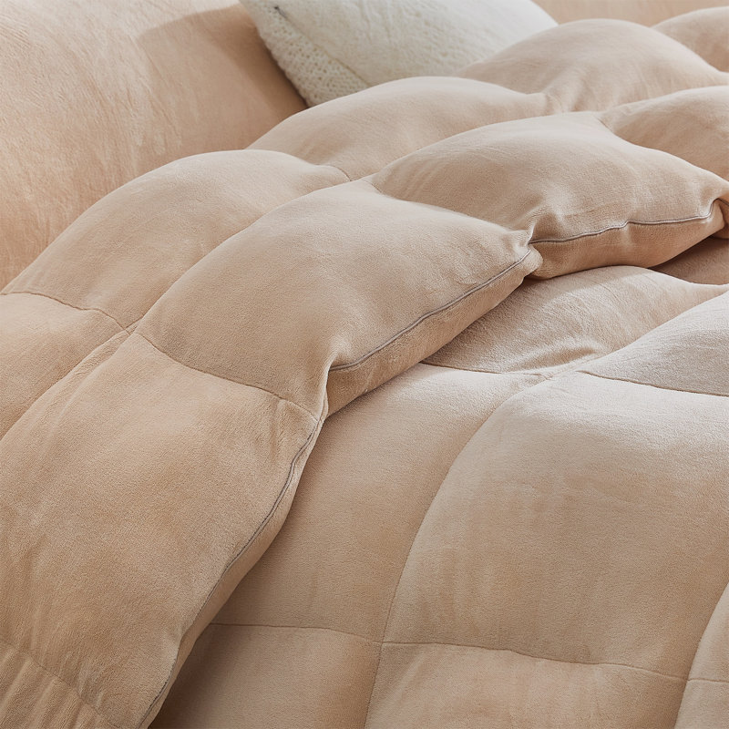 Ensemble d'édredon en microfibre 5 pièces, Beige, Édredon pour lit simple TG + 1 taie décorative