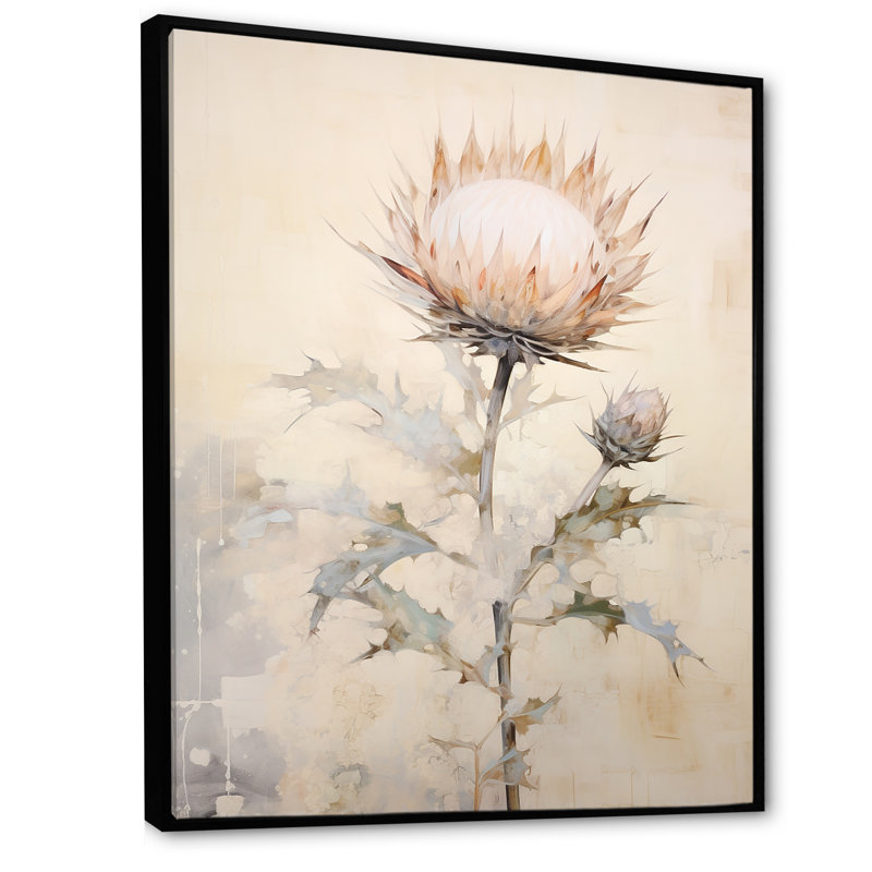 Impressions d'art murales sur chardon beige, Cadre flottant noir, H 32 po x l 16 po