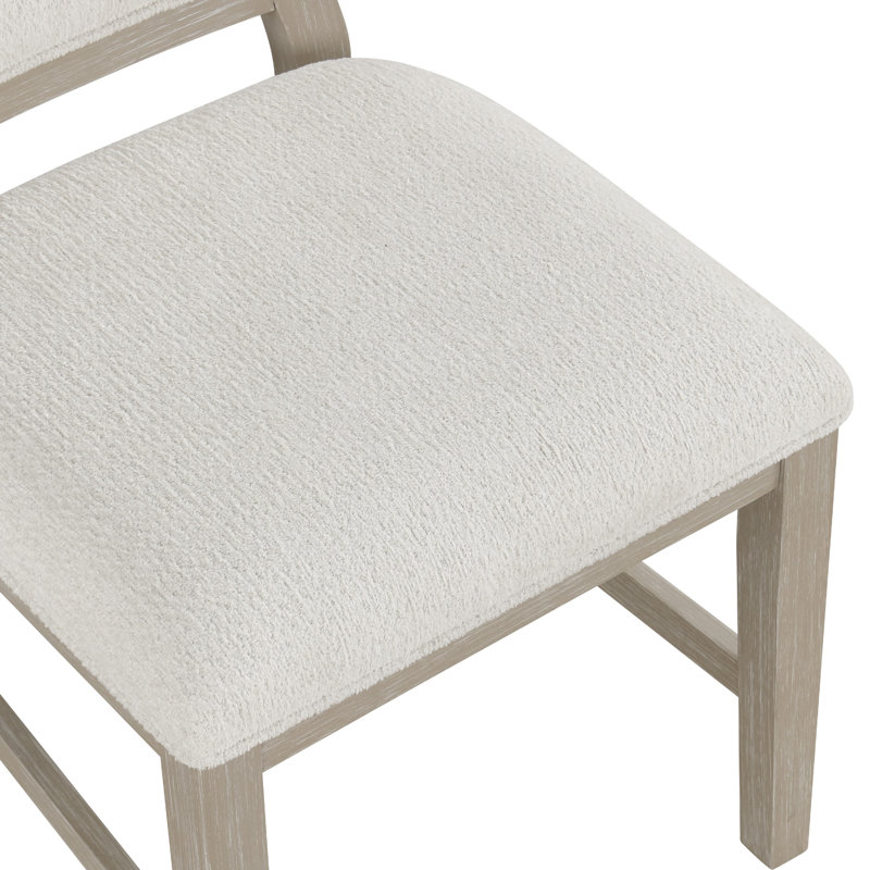 Ensemble de 2 chaises d'appoint Lyne, dossier en sablier, ivoire, taupe cerusé
