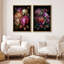 «Flower Blossom Moody Colorful Blossom Flowers Bouquet Floral», reproduction d'art sur toile encadrée 2 pièces-91069011-91069012