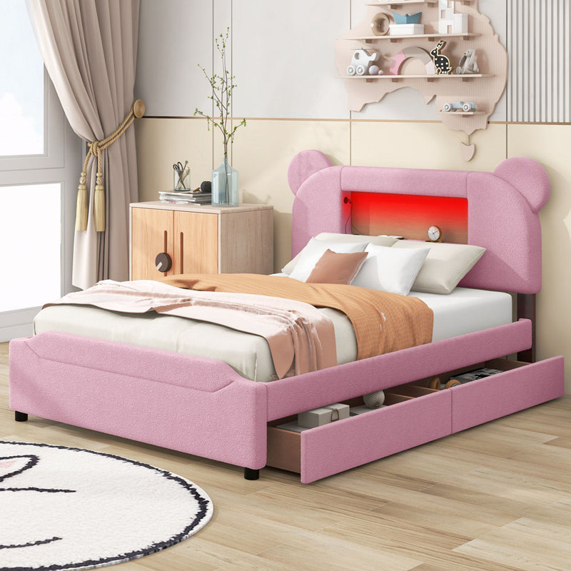 Lit pour enfant Aleccia, Rose