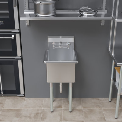 18 in. x 18.5 in. Stainless Steel Utility  Sink With 15 in. x 15 in. x 13 in. Bowl and Faucet