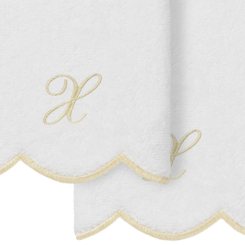 Ensemble de serviettes Linum Home Textiles 100% coton turc ADORNIA, X, Blanc / beige, Ensemble de 2 serviettes à doigts