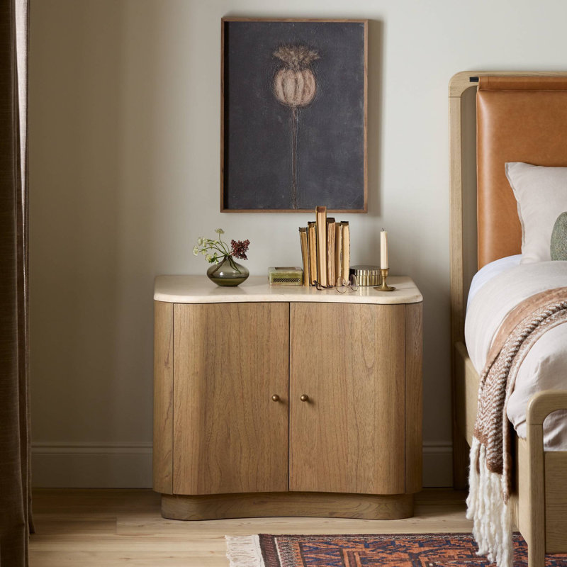 Boa Nightstand-Sandy Mindi Veneer, Sandy Mindi Veneer
