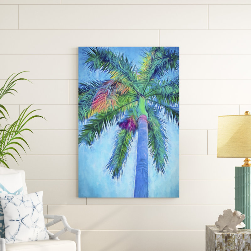 «Royal Palm Caribbean I», peinture sur toile, H 48 po x l 32 po, Toile tendue