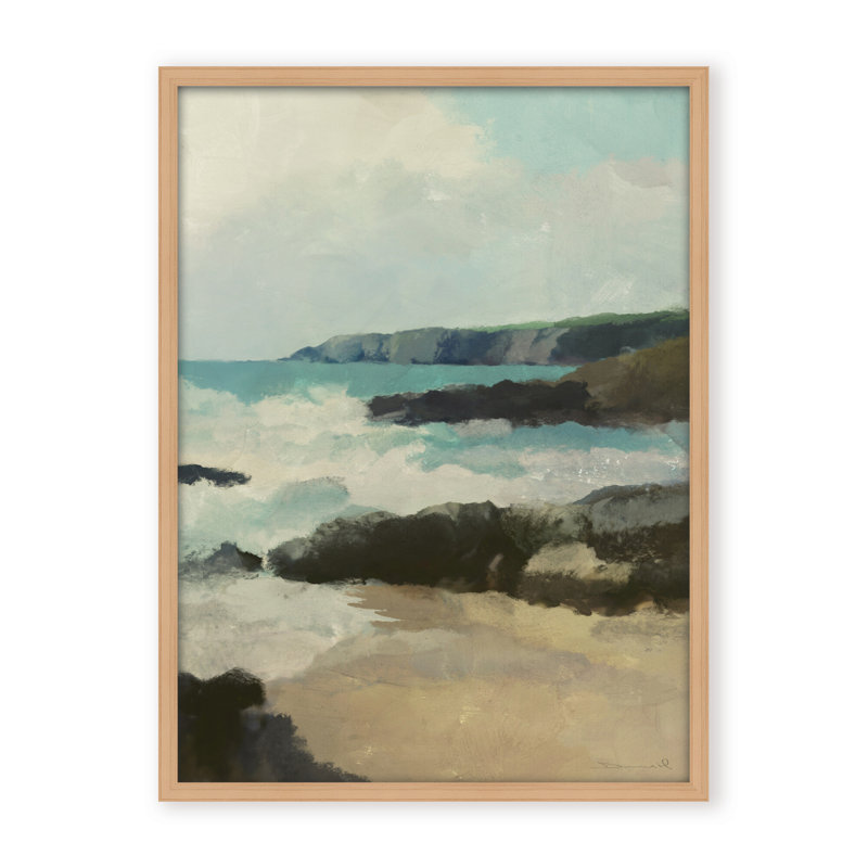 Coastal Retreat Rocky Beach, 24" H x 16" W x 2.375" D, Black, Floater Framed