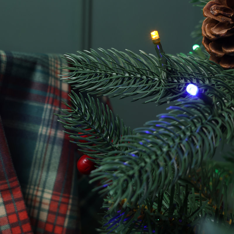 Pre-Lit Christmas Tree, 1220 Pe+Pvc Branch Tips, 450 Multicolor Led Lights-9 Chasing Modes, Xmas Tree With 72 Berries And 72 Pine Cones