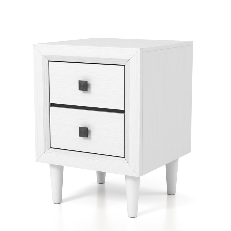 Table de chevet 2 tiroirs Arnette, Blanc