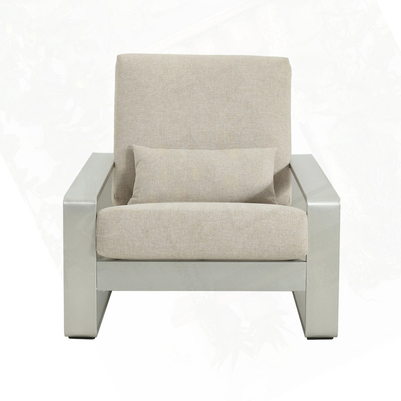 Méridienne d'extérieur et d'intérieur en aluminium, Coussin beige / structure argentée