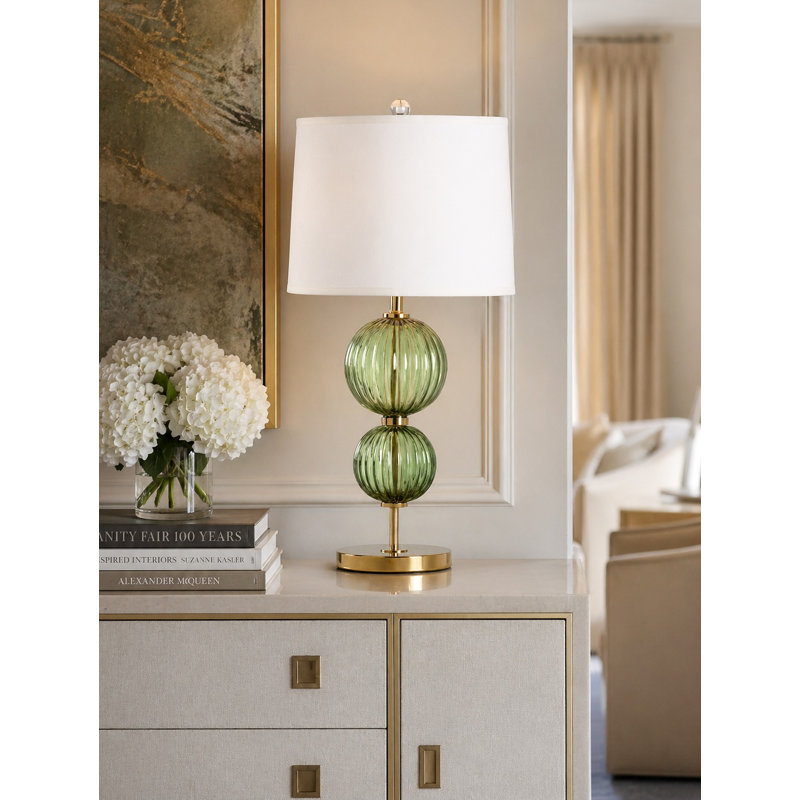 Frederick Cooper 26.5" Polished Brass/Green Table Lamp