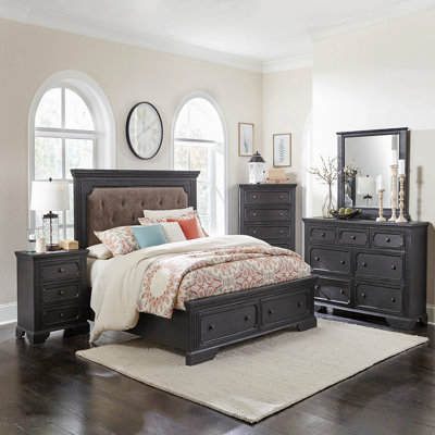 Traditional Design 5-Drawers Storage Chest 1pc Charcoal Finish Rustic Style Bedroom Furniture