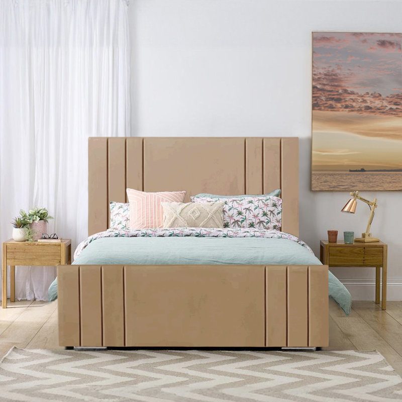 Aalyan Upholstered Bed, 99 x 211 cm, Beige