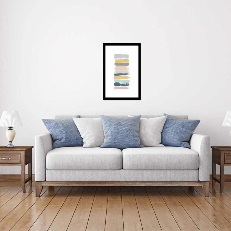 Rayures pastel par Orara Studieo-impression, Cadre noir, H 32 po x l 24 po x P 1 po