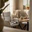 Fabric Upholstered Wing Back Armchair in White