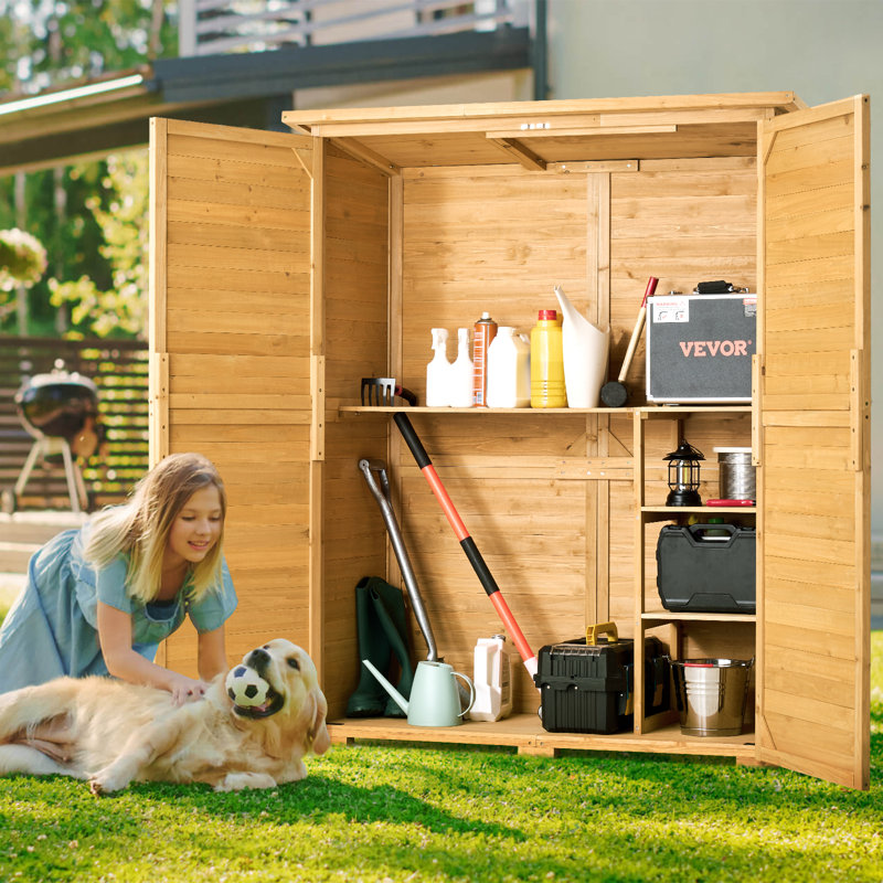 Outdoor Wooden Storage Shed Waterproof Garden Tool Metal Shed 4.58 ft x 5.62 ft