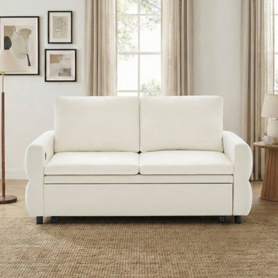 Convertible Sofa Bed 62.75" Sleeper Sofa Loveseat Sofa Couch with Adjustable Backrest and USB Ports for Living Room