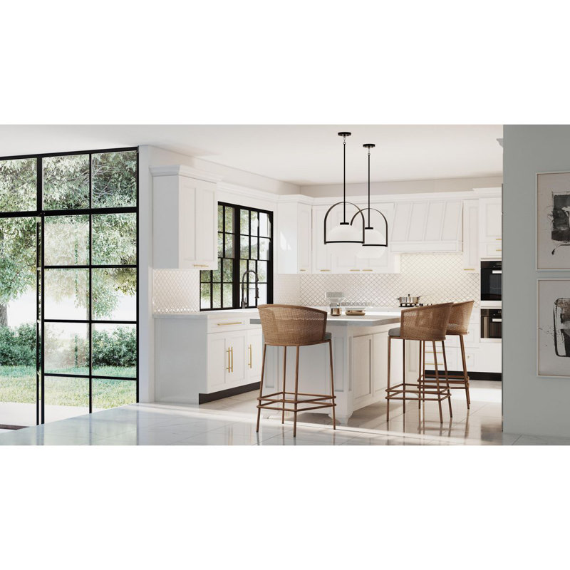 Luminaire suspendu simple à 1 lumière Jamya, Noir mat, H 21,62 po x l 16,12 po x P 16,12 po