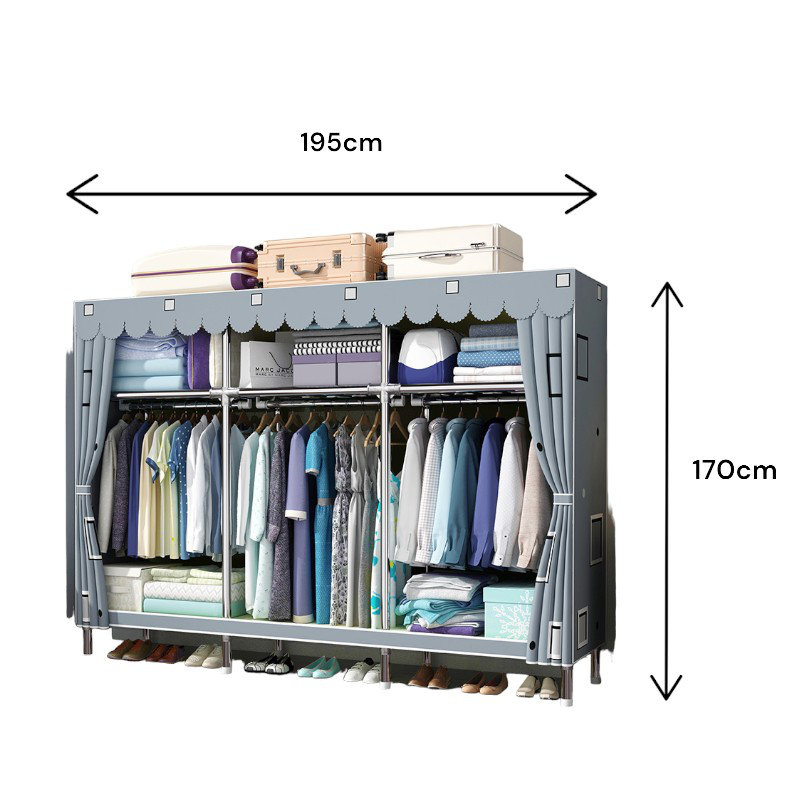 Inken Stainless Steel Armoire, 67" H x 77" W x 20" D