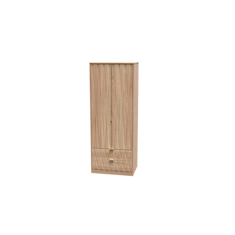 Fully Assembled Efka Diamond Wardrobe, Light OakWood Veneer