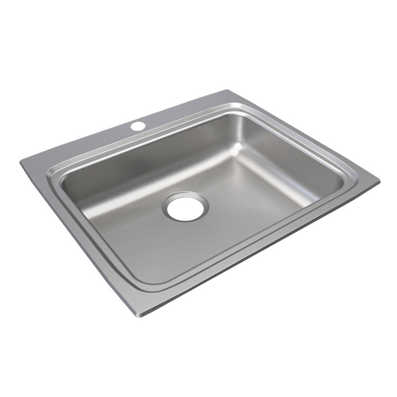 Évier de cuisine à montage sur plan L 25 po x l 22 po Lustertone, 6", 1 trou