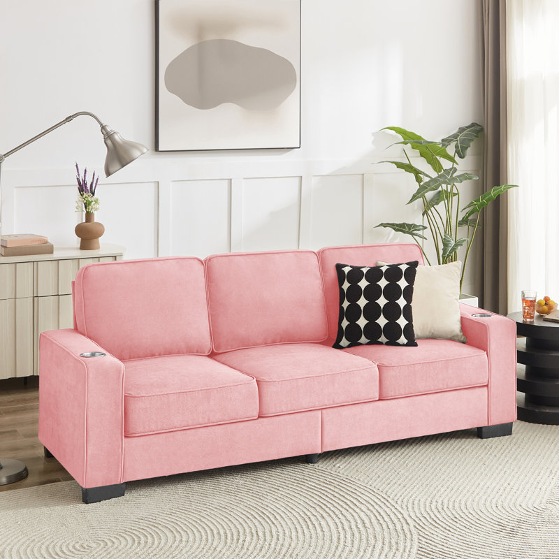 Canapé en velours de 83,86 pouces, Velours rose