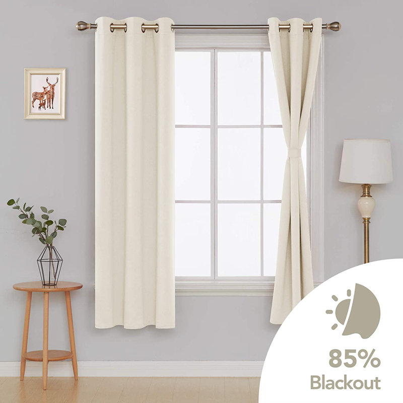 Bix Solid Blackout Thermal Grommet Curtain Panels, 38" W x 63" L, Black