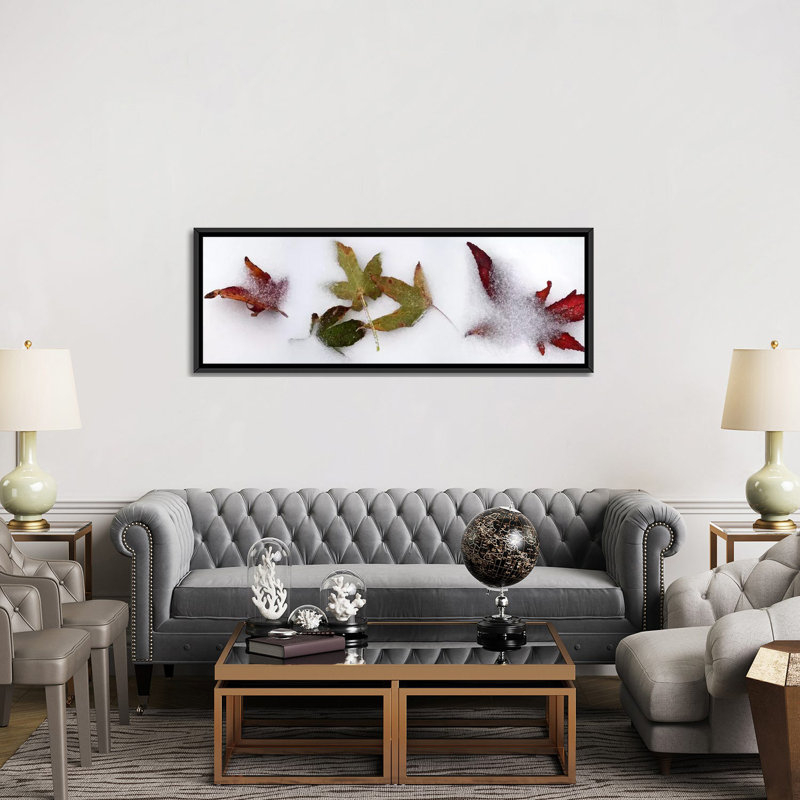 « leaves », reproduction de photo sur toile tendue, H 20 po x l 60 po x P 1,5 po, Toile avec cadre noir