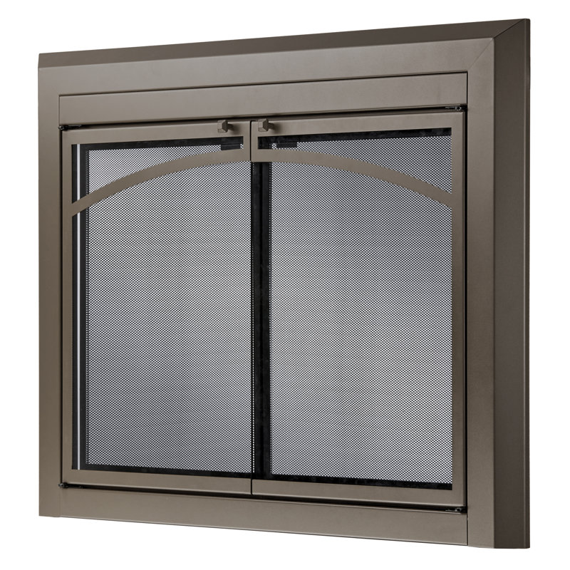 Porte de foyer en acier de style armoire, H 30,04 po x l 37,52 po x P 1,81 po, Bronze huilé