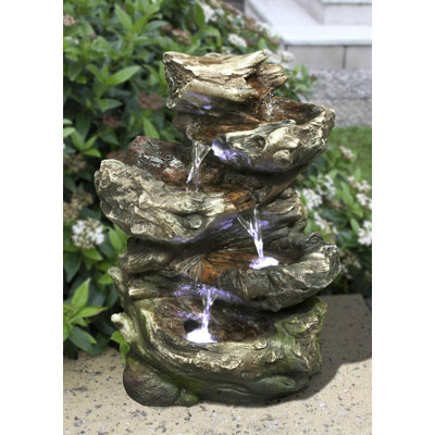 4 Level Log Waterfall Fountain WithLED Light