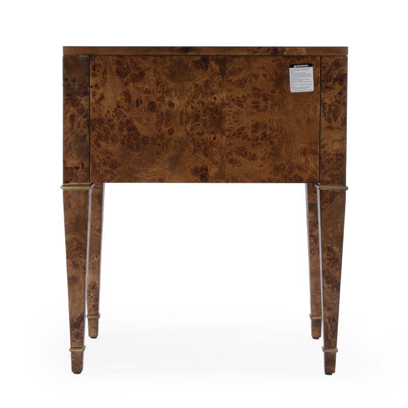 Kai 2 Drawer End Table, Honey Burl