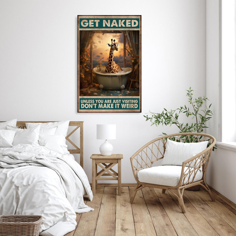 Girafe «Get Nake», reproduction d'art graphique sur toile tendue, H 36 po x l 24 po x P 1,25 po
