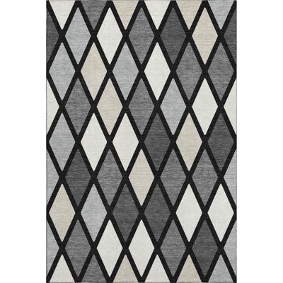 Premium Machine Washable Prisco Black Rug