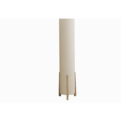 Éclairage, 50 pouces de hauteur, lampe sur pied, grain de bois brun, abat-jour ivoire / crème, style moderne
