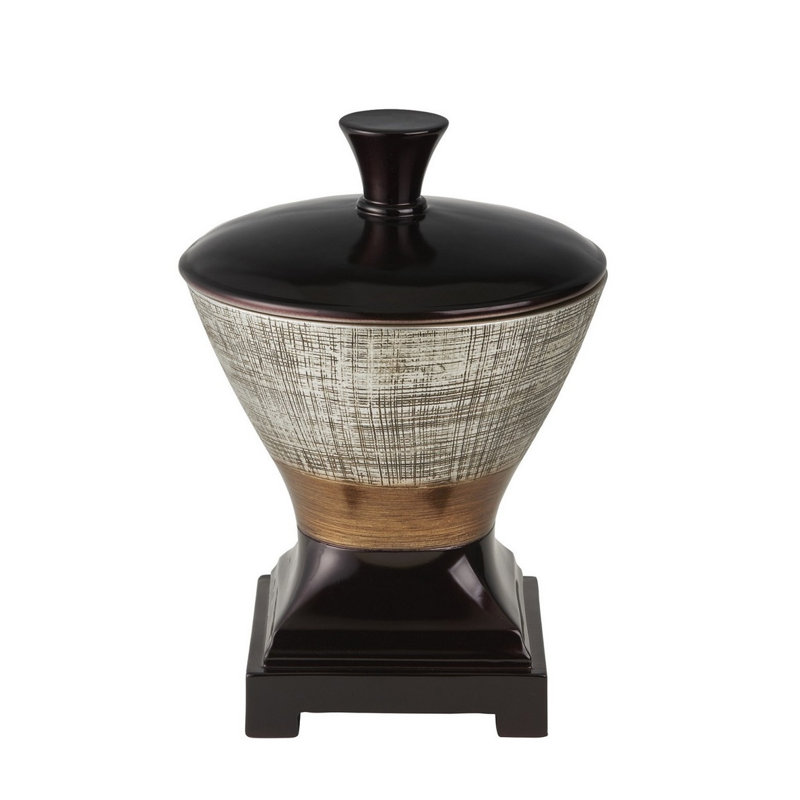 Boîte à bijoux décorative Naomi de 25 cm de haut en polyrésine, motif égyptien, finition espresso