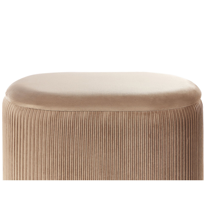 Okehampt 55cm Wide Velvet Oval Pouf Ottoman with Storage, Beige
