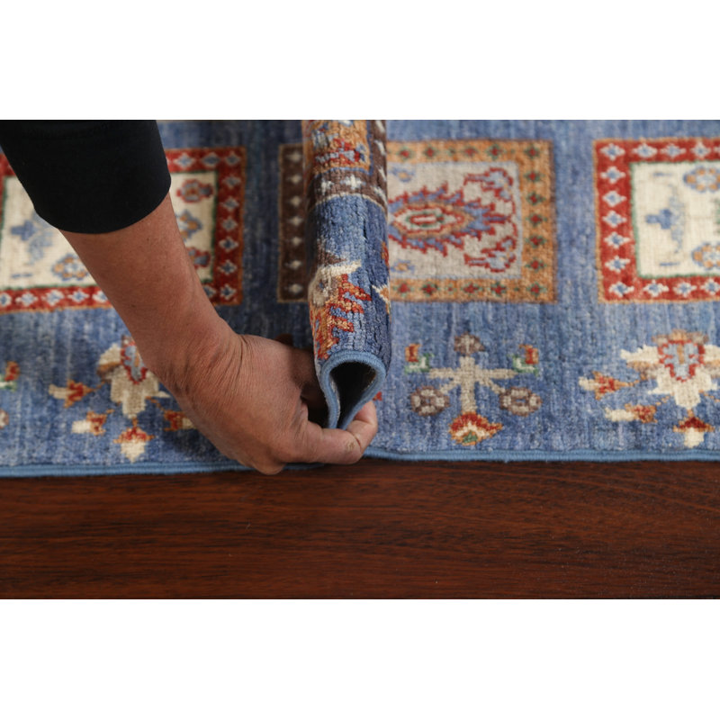 Tapis de couloir en laine noué à la main de conception unique 2 pi 8 po x 9 pi 10 po New Age