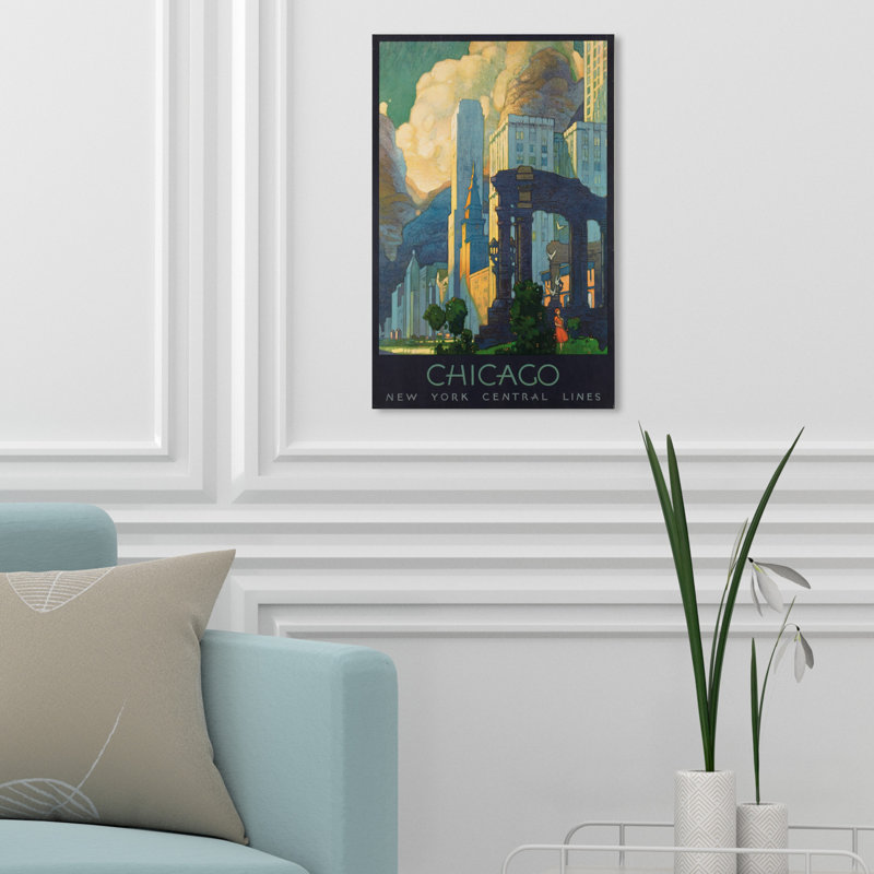 Chicago NY Central Lines - Impression sur toile, H 15 po x l 10 po x P 1,5 po