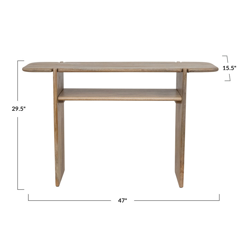 Mango Wood Console Table With Shelf