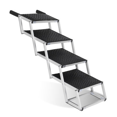 Escalier pliable pour chien avec marchepieds antidérapants, rampe en aluminium de grande capacité, poids léger, convient aux animaux de compagnie âgés et à pattes courtes, escalier facile à nettoyer, marchepied