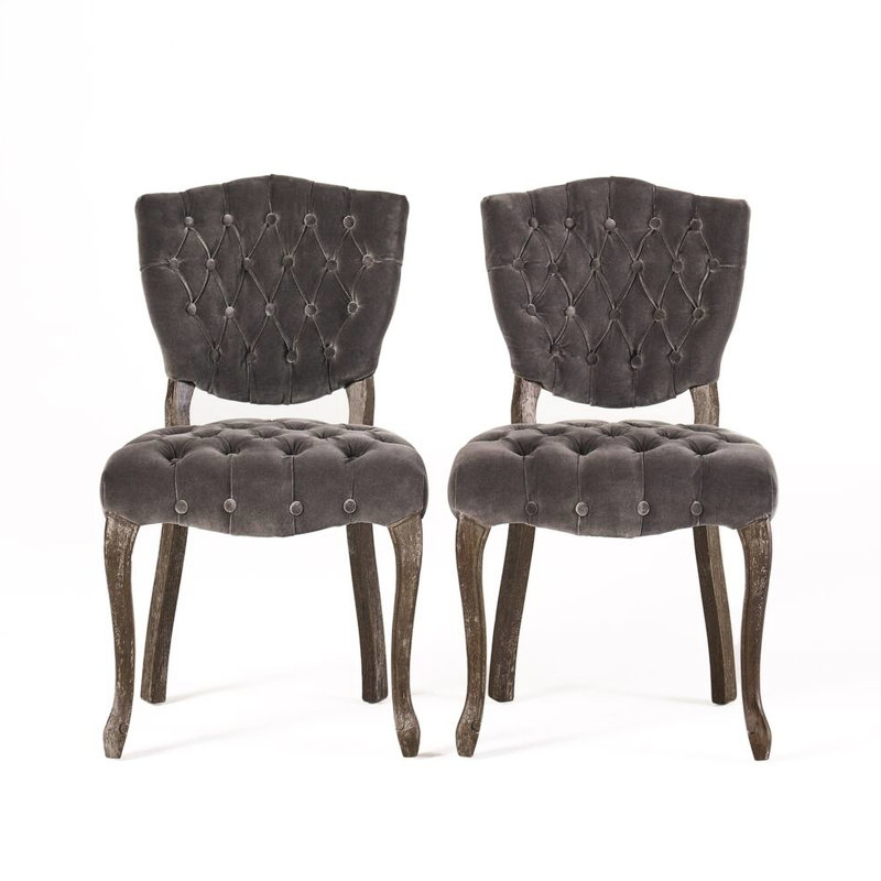 Confort de 2 Kd: Tissu doux pour une expérience douillette Chaises (2): Charme rustique en bois patiné