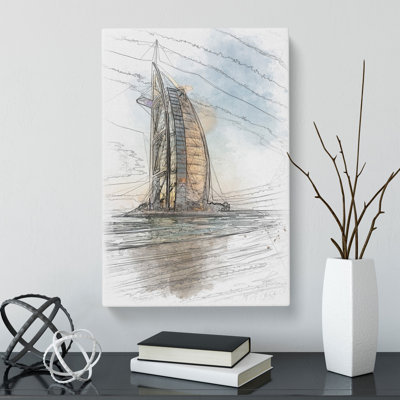 The Burj Al Arab in Dubai Vol.1 Sketch - Wrapped Canvas
