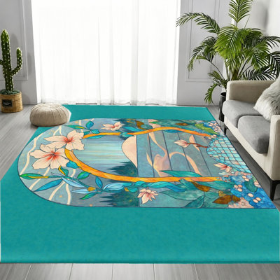 Tapis à motif floral abstrait à arche abstraite, motif de voûte florale texturée douce, tapis antidérapant durable, doux et lavable à la machine, décoration intérieure élégante pour salon, chambre à coucher, dortoir, appartement