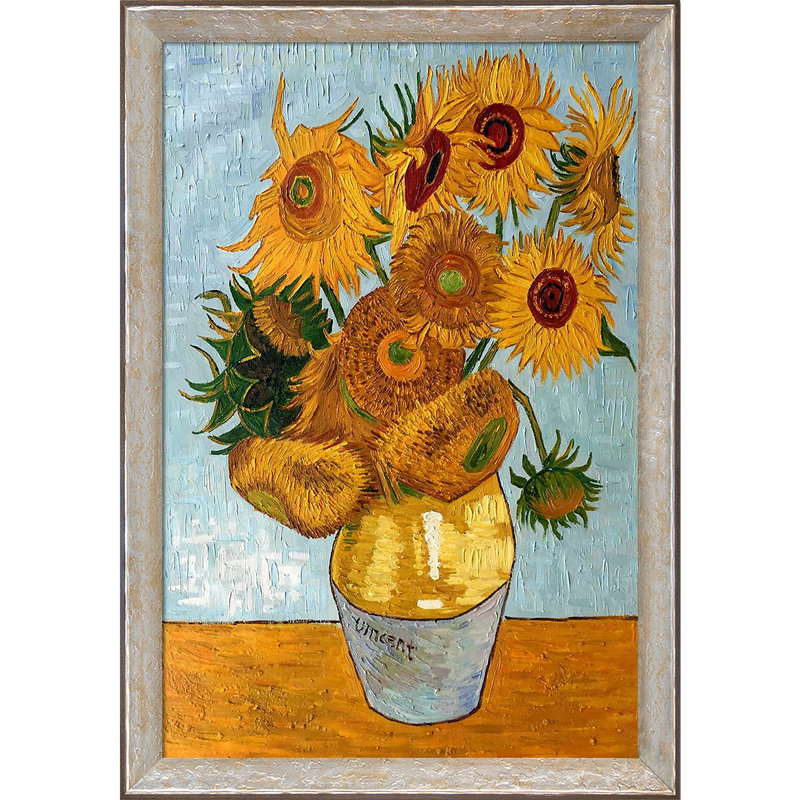 Tournesols par Vincent Van Gogh - Reproduction d'art sur toile encadrée, Brun, H 40 po x l 28 po x P 2 po