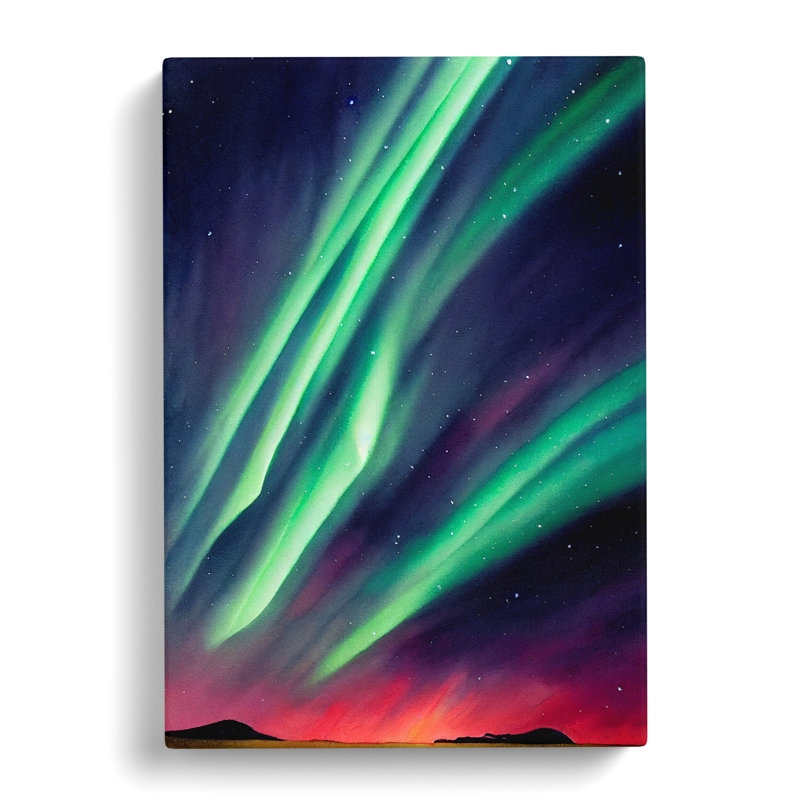 Watercolour Aurora Borealis Vol.3 - Wrapped Canvas, 60cm H x 40cm W x 3cm D
